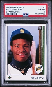 1989 UPPER DECK STAR ROOKIE #1 KEN GRIFFEY JR. ROOKIE RC PSA 6 - Bild 1 von 2