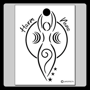 Wiccan Spiral Goddess with moons, Reads: "Harm None" reusable craft STENCIL - Picture 1 of 7