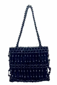 Para dama Negro Cuentas Bolso de Noche Fiesta Bolso de Boda Cartera de Novia - Imagen 1 de 2