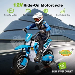 Kids Electric Ride On Car 12V Battery Powered Motorbike Toys Car Motorcycle Blue - Picture 1 of 10