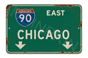 Interstate 90 Chicago Highway Metal Sign - Picture 1 of 1