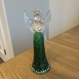 Lenox Christmas Joyous Tidings grün Glas Engel Figur Ornament - Bild 1 von 8