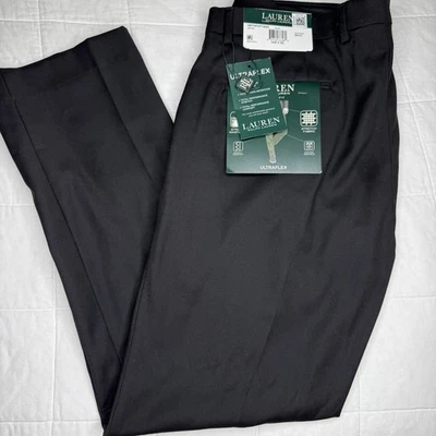 Pantalones de vestir para hombre Lauren Ralph Lauren calce clásico ultraflex talla 33x30 negros nuevos con etiquetas Foto 1 de 4