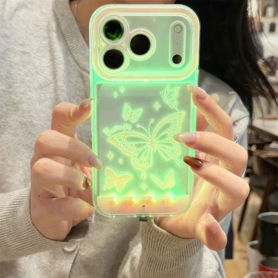 Auto LED Flash Glow Case for iPhone 17 16 15 Shockproof TPU Cute Cover Light Up - Image 1 of 4