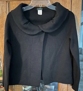 Suéter cárdigan J Crew para mujer cuello negro 100 % lana talla pequeña vintage Y2K - Imagen 1 de 6