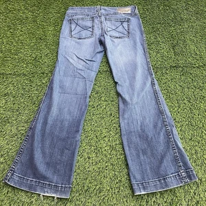 Ariat Pantalone Denim Gamba Larga Jeans Donna 28S Blu Ricamato Vita Media Elasticizzato - Foto 1 di 21