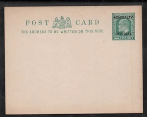 Ed VII Ganzsache. 1/2 blaugrüne Admiralität offizielle o/p Postkarte C06. - Bild 1 von 1