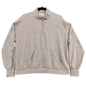 EVEREVE Mujer Mediana 1/4 Cremallera Cuadrada Sudadera Pullover Avena Simulado Cuello Bolsillo - Imagen 1 de 5