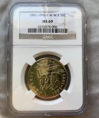 1991-1995-P WWII World War II Modern Commemorative Half Dollar 50C MS 69 NGC - Image 1 of 4