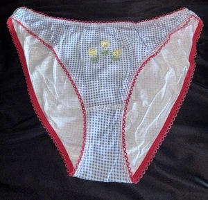 St. Eve Intimates Y2K String Cotton M 6 Bikini Embroidery Floral Panty Underwear - Picture 1 of 4