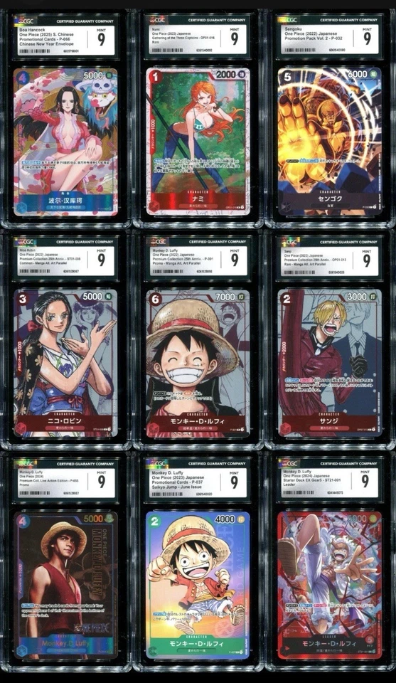 Huge One Piece CGC 9 MINT Bundle/Lot! 9 Cards! - Image 1 of 1