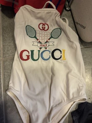 古驰意大利网球拍图形连体泳衣小女孩 5t — 第 1/4 张图片