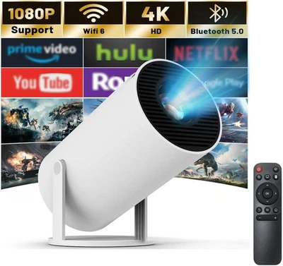 Mini Proiettore, Proiettore Bluetooth Wifi Portatile 4K Con Correzione Trapezoid - Immagine 1 di 4