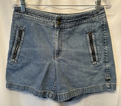 "Pantalones cortos de mezclilla vintage años 90 Liz Claiborne con cremallera bolsillos delanteros talla 10 entrepierna 5,5""" Foto 1 de 4