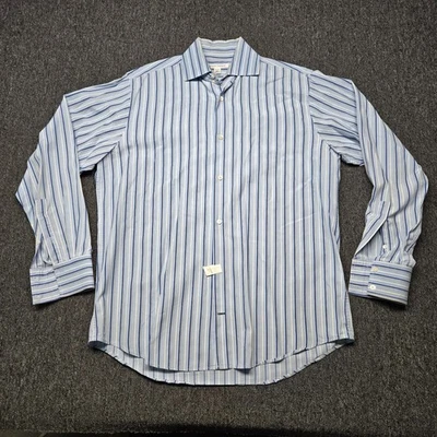 Camisa De Colección Banana Republic Para Hombre L 16-16.5 Azul Blanco Rayas LS Abotonada Foto 1 de 4