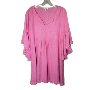 Umgee Women's Pink Bell Sleeve Knee Length Dress Size L - Picture 1 of 7