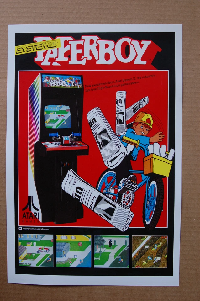 Paperboy Arcade Flyer Video Game promotional poster  - Image 1 of 1
