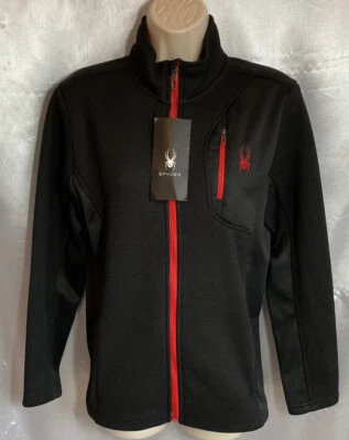 NWT SPYDER YOUTH SZ  LARGE 14/16 BLACK/RED SHELL JACKET FULL ZIP  NEVER WORN HNG - Image 1 of 3