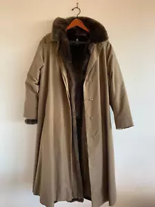 Vintage Norman J. Lawrence Silk Overcoat with Mouton Lining - size 16 - Picture 1 of 8