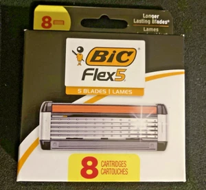 Bic Flex 5 Refillable Refill Razor Cartridges For Men, 8 Pack Long-blade Razor - Picture 1 of 3