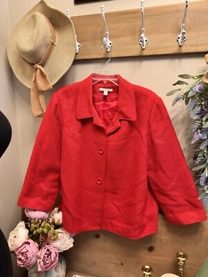 Blazer JM Collection Sencillo Pecho Rojo Tejido Seda "sentir" Mujer Talla Grande 18 Foto 1 de 4