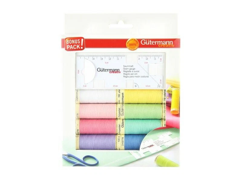 Gutermann Pastel Thread set & Seam Gauge - Sewing Quilting Dressmaking 734583 - Image 1 of 1