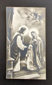 Antico Santino Cromolitografico Maria e Gesù Preghiera nel Retro BN Anno 1936 - Picture 1 of 2