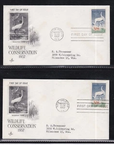 USA 1957 3 FIRST DAY COVERS WILDLIFE CONSERVATION CRANE + CACHET ALL 3 POSTMARKS - Picture 1 of 2