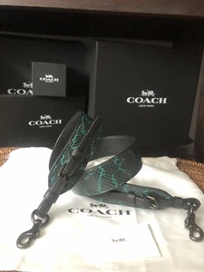 COACH SNAKESKIN Novelty Strap PINE GREEN / BLACK NWT! - Picture 1 of 8