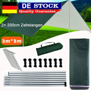 Tarp Wasserdicht Zeltplane Sonnensegel Hängematte Outdoor Camping Zeltstangen - Bild 1 von 11