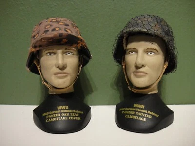Lot of 2 WWII M40 German Combat Helmet PANZER OAK LEAF CAMOFLAGE COVER / PAINTED - Image 1 of 4