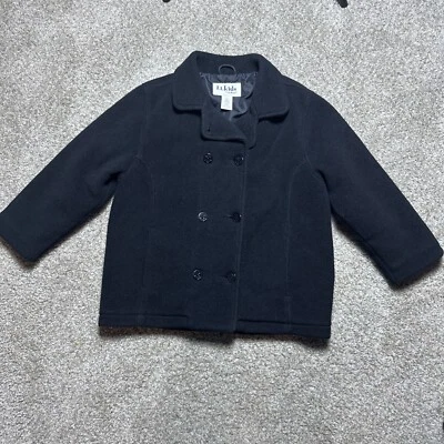 LL Bean Niños Niñas Polar Doble Pecho Abrigo Chaqueta M Negro Azul Marino Chaquetón Foto 1 de 4