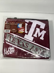 12-pack Cooler Insulated Lunch Bag Shoulder Zip Tote Maroon White New Texas A&M - Picture 1 of 2