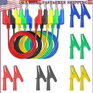 Stackable Banana to Banana Plug Test Lead 10PCS Full Insulated Alligator Clips - Picture 1 of 6
