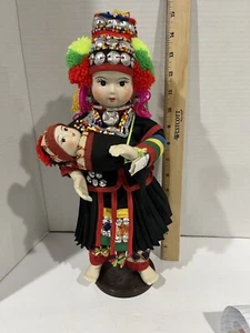 Muñeca Tribu Akha Porcelana Hecha a Mano Tribu Thai Hill Por Youthana - Imagen 1 de 8