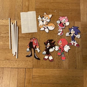 Vtg Lot 6 Sonic The Hedgehog Paper Cake Cupcake Birthday Party supplies toppers - Picture 1 of 14