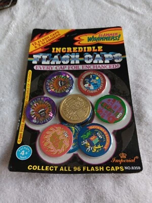 Vintage Slammer Whammers Incredible Flash Caps Pogs  Imperial Toys 1994 Foil NOC - Image 1 of 4