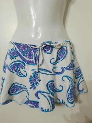 Saia Feminina ESPIRIT Swim/Beach Cover Up X-Pequena Branca Azul Roxa Paisley NOVA - Imagem 1 de 3