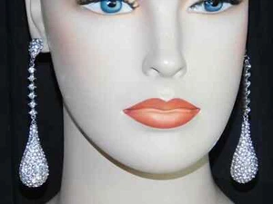 Silver Clear Crystal Rhinestone Wedding Drop Dangle Earrings /116 - Picture 1 of 9