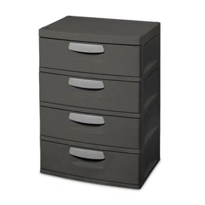 Heavy Duty Plastic Office Garage Sterilite 4 Drawer Cabinet Storage Organizer - Picture 1 of 11