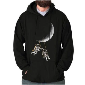 Outer Space Astronaut Crescent Moon Swing Hoodie Hooded Sweatshirt Men Women - Picture 1 of 7