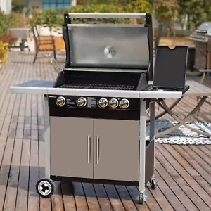 Royal Gourmet 4+1 Edelstahlbrenner Gasgrill Grillwagen mit Unterschrank Silber - Bild 1 von 8