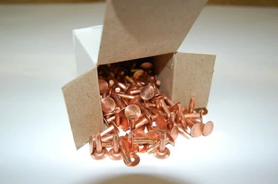 COPPER RIVETS & BURRS #9 3/4  1 POUND BOX APPROX 125  SCA BLEVINS BUCKLES - Image 1 of 2