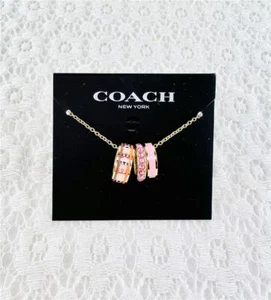 Neu Coach Signatur Emaille Orange Rosa Multi Gold Halskette - Bild 1 von 1