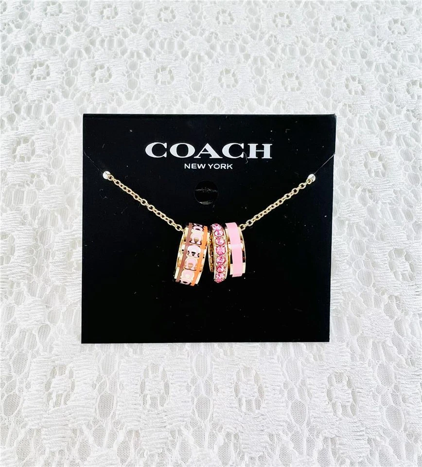 Nuevo Collar Coach Signature Esmalte Naranja Rosa Multi Oro Foto 1 de 1