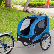 Pet Bike Trailer Dog Cat Travel Carrier Foldable Blue