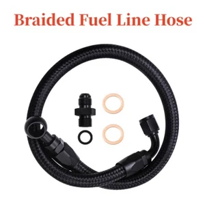 Car Vehicle Braided Fuel Line Hose Tube Adapter Fitting Nylon Stainless Steel - Picture 1 of 8