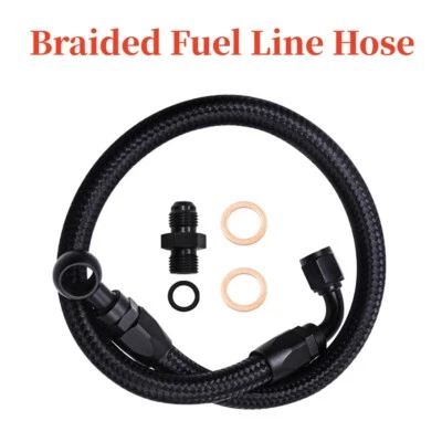 Car Vehicle Braided Fuel Line Hose Tube Adapter Fitting Nylon Stainless Steel - Image 1 of 4
