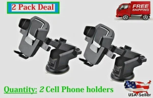 360° Mount Holder Car Windshield Mobile Cell Phone GPS iPhone Samsung TWO PACKS - Picture 1 of 11