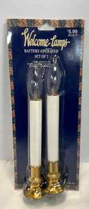 Vintage Set Of Two 9" Welcome Lamps Battery Operated Window Lights - Picture 1 of 3